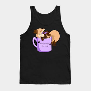 Sunny the Fox in a Coffee Cup Tank Top